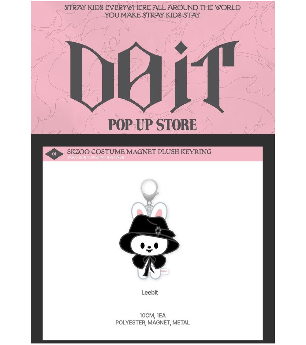 STRAY KIDS - POP-UP STORE DO IT - SKZOO COSTUME MAGNET PLUSH KEYRING VER. LEEBIT / Preorder